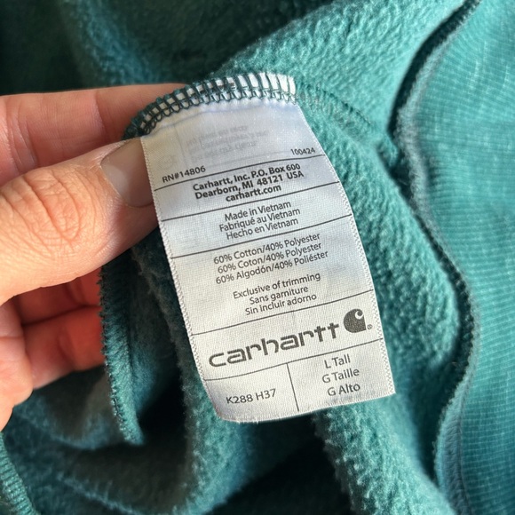 Carhartt Men's Green Hoodie Sweater Size Large Tall (Fits Bigger) - Picture 3 of 8